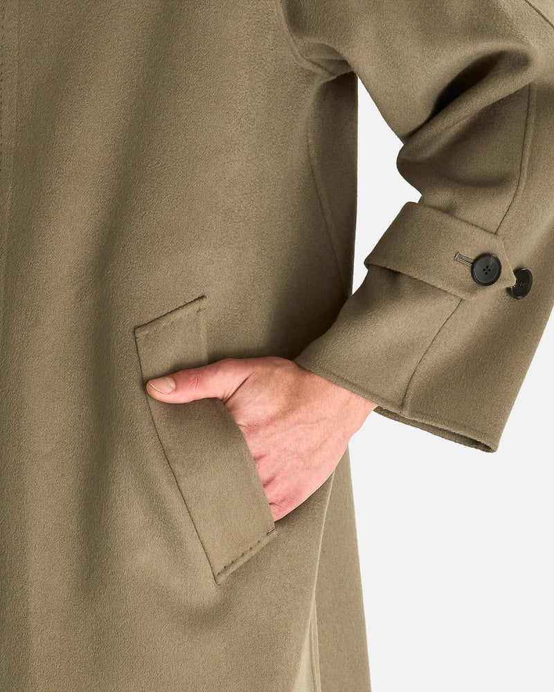 Super Fine Wool Melton Hand Sewn Coat in Olive Grey – SVRN