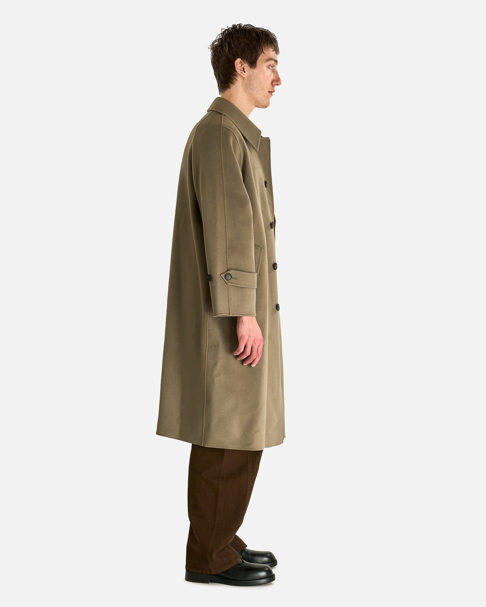Auralee トレンチCotton Mole Melton Coat Super Fine Wool Melton Hand Sewn Coat in Olive Grey – SVRN