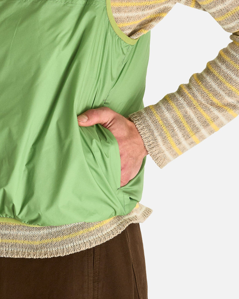 Auralee Men's Jackets Super Light Nylon Ripstop Down P/O Vest in Light Green