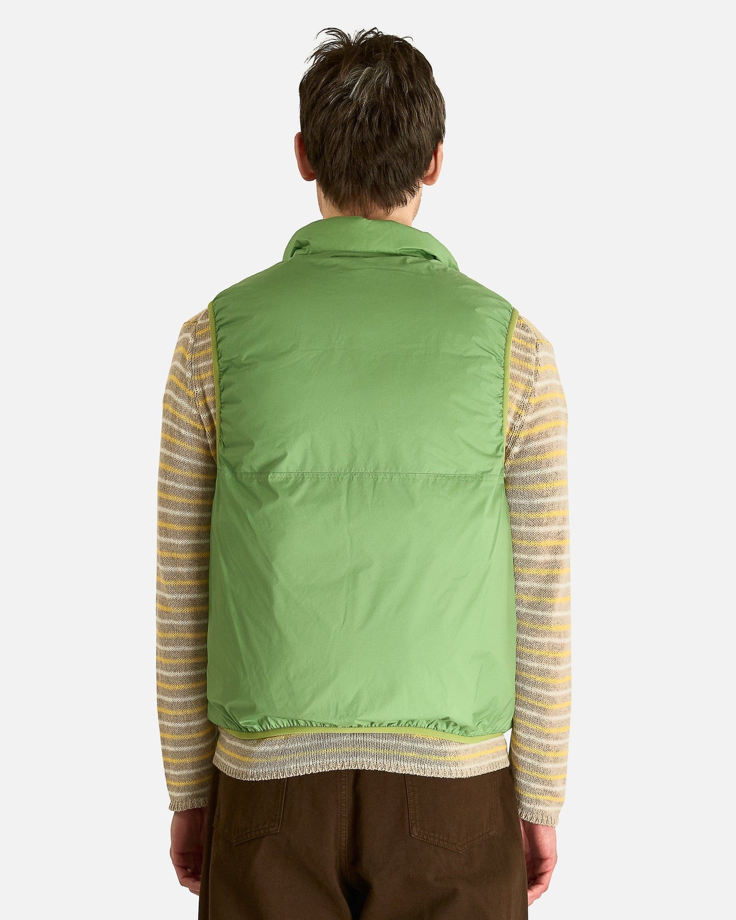 Auralee Men's Jackets Super Light Nylon Ripstop Down P/O Vest in Light Green