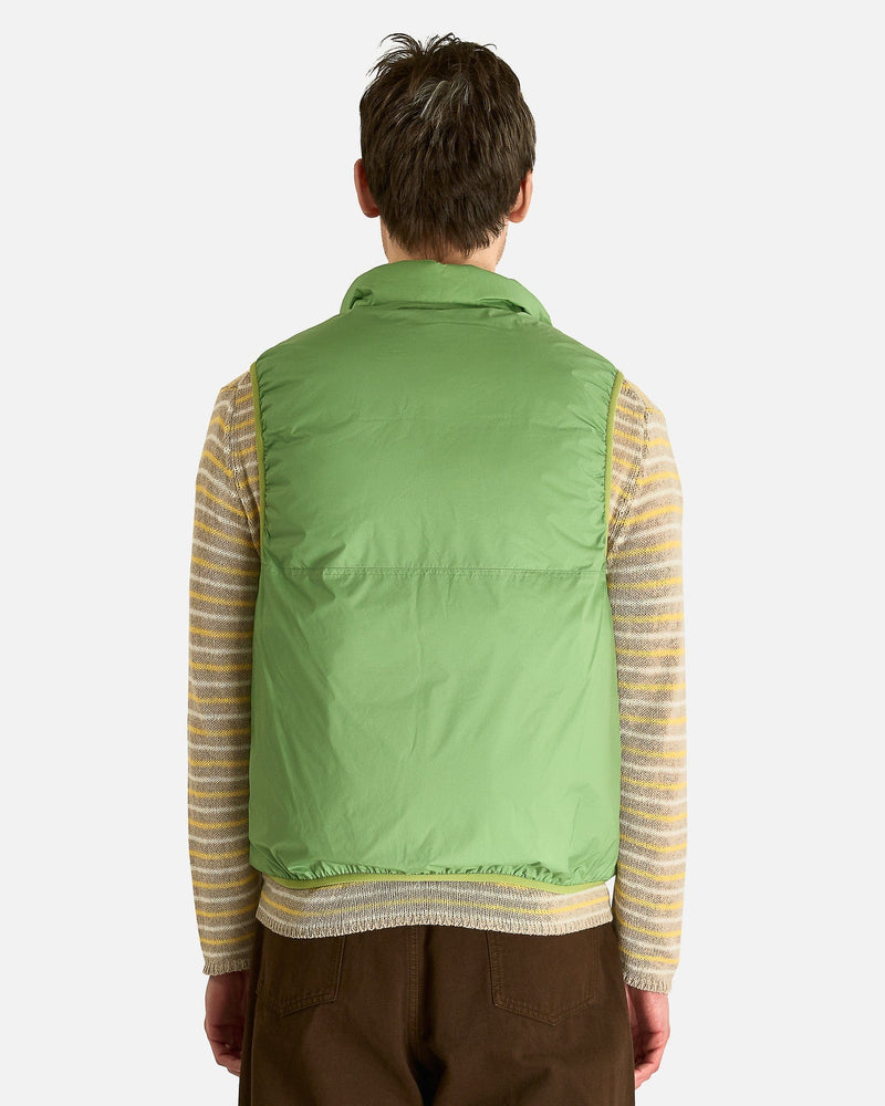 Auralee Men's Jackets Super Light Nylon Ripstop Down P/O Vest in Light Green