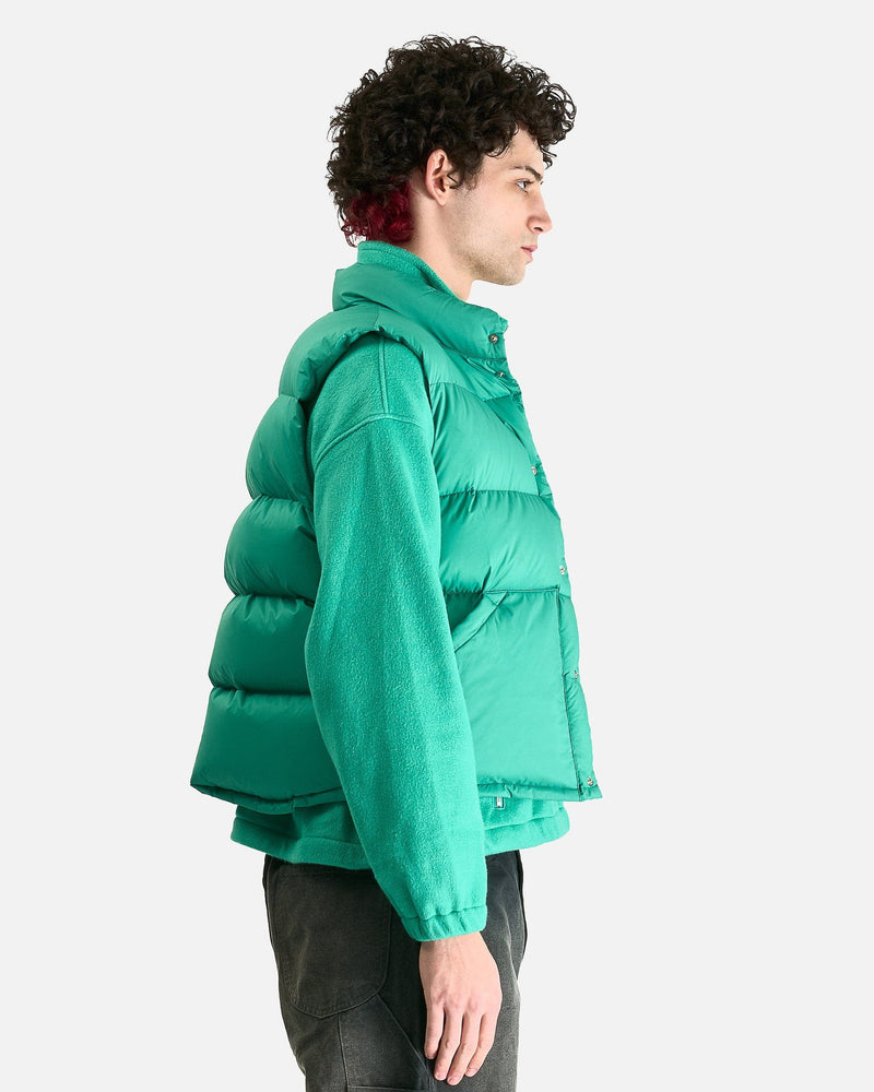 Auralee Men's Jackets Super Light Nylon Ripstop Down Vest in Jade Green