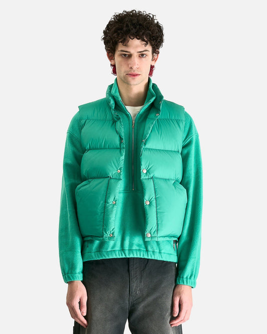 Auralee Men's Jackets Super Light Nylon Ripstop Down Vest in Jade Green