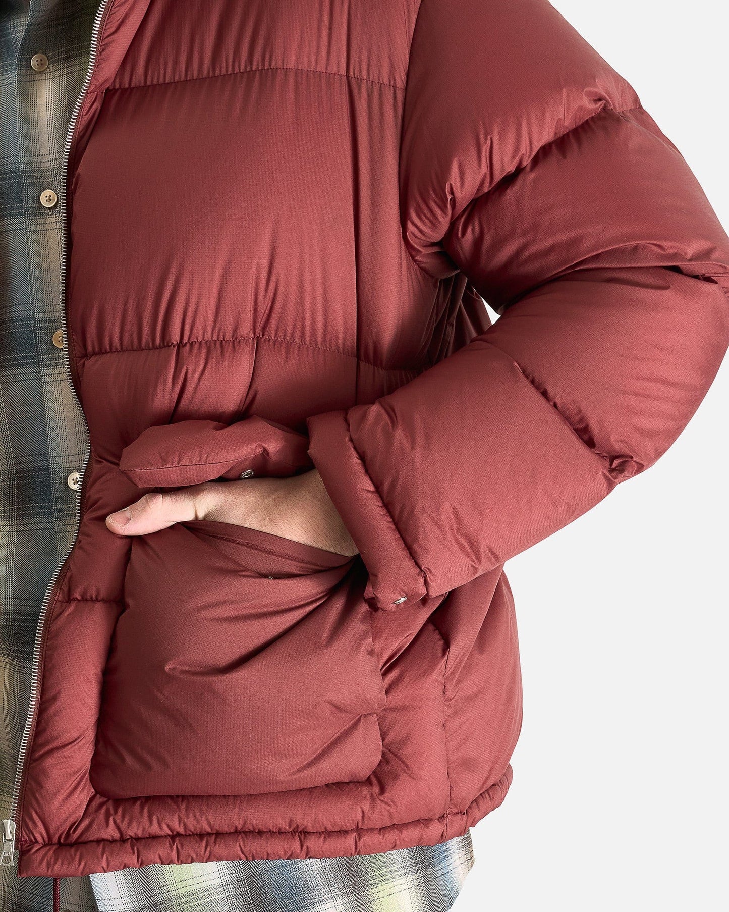 Auralee Men's Jackets Super Light Nylon Ripstop in Burgundy