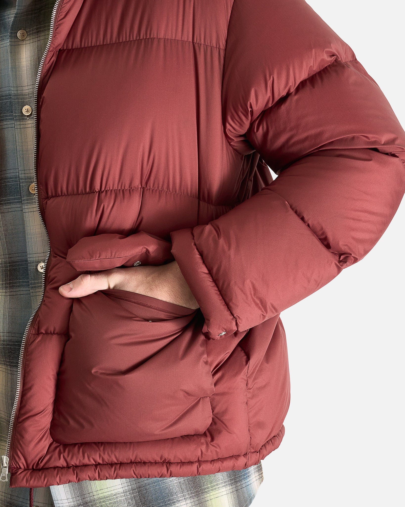 Auralee Men's Jackets Super Light Nylon Ripstop in Burgundy