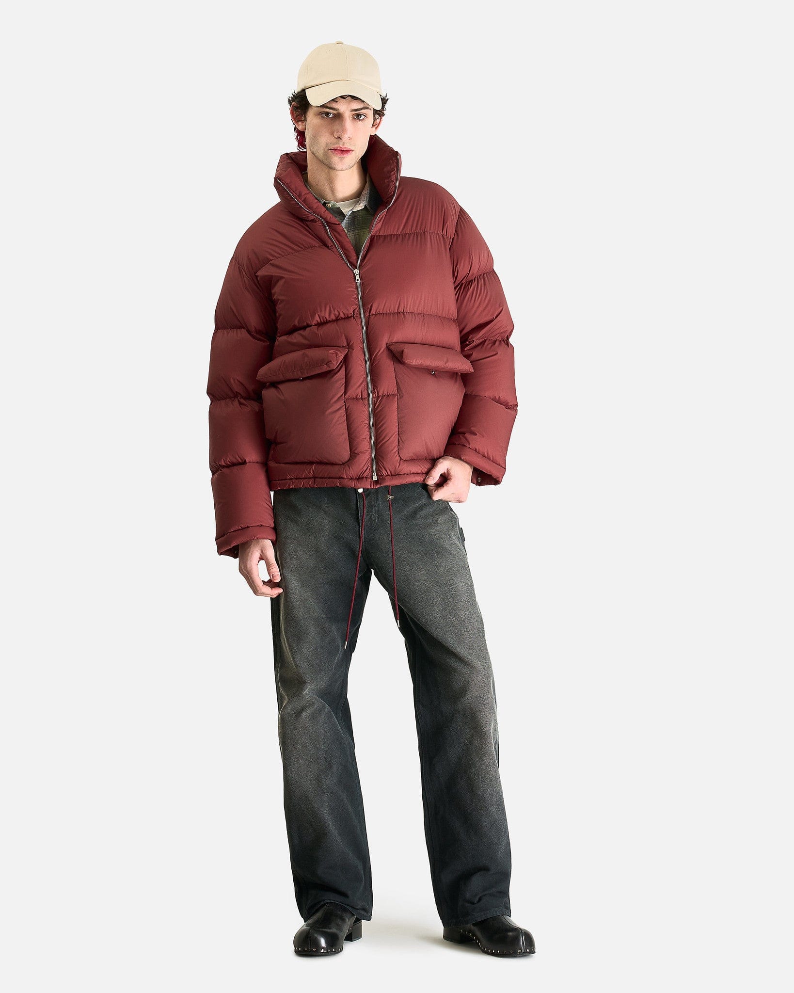 Auralee Men's Jackets Super Light Nylon Ripstop in Burgundy