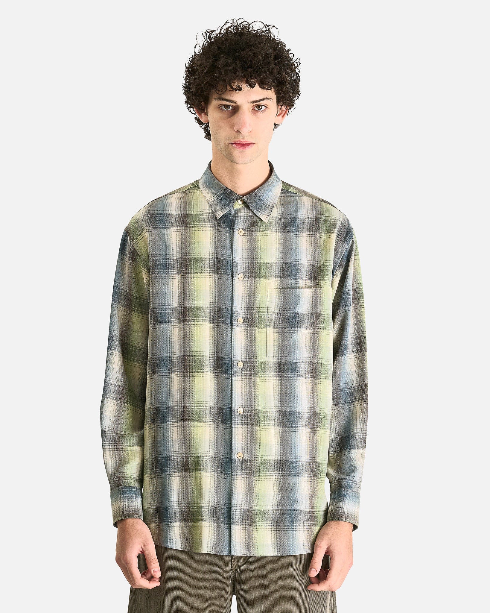 Super Light Wool Check Shirt Blue Green Check – SVRN