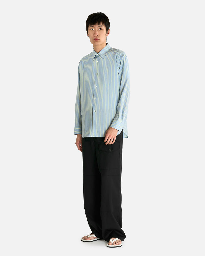 Superfine Wool Shirt in Sax Blue/Lime Stripe – SVRN
