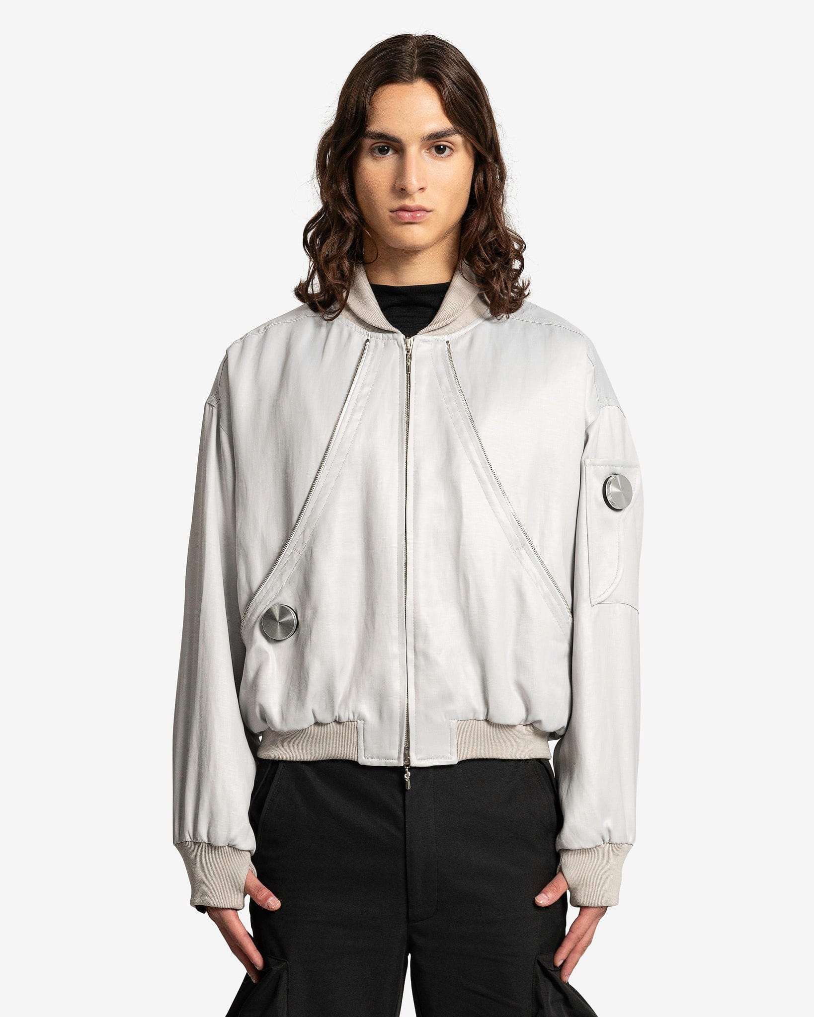 CMMAWEAR Men's Jackets SVRN Exclusive Palladium Back-Zip Bomber in Silver