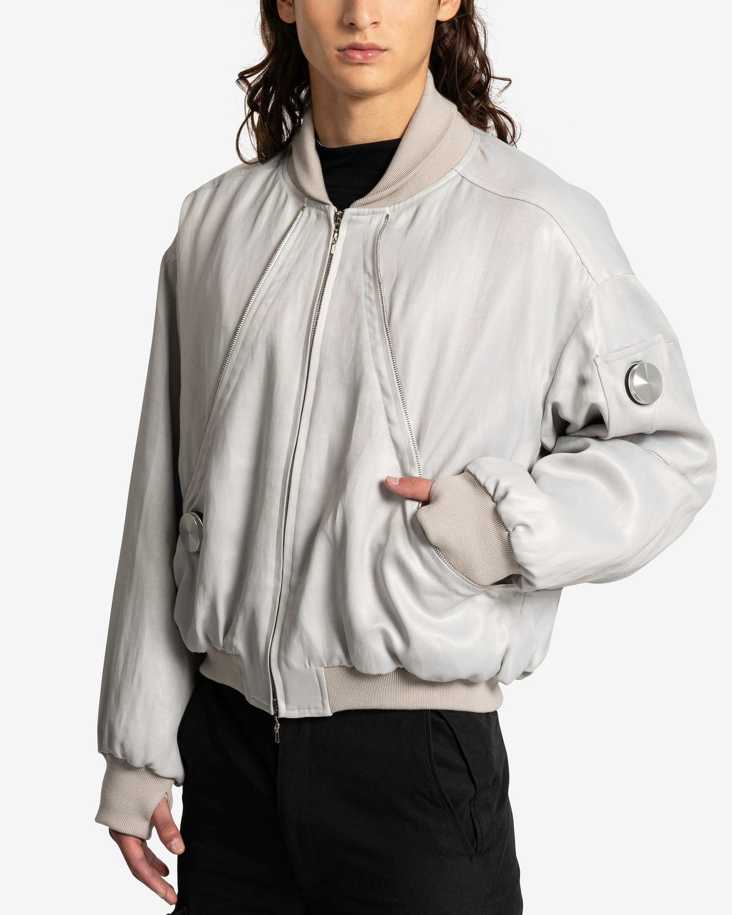 CMMAWEAR Men's Jackets SVRN Exclusive Palladium Back-Zip Bomber in Silver