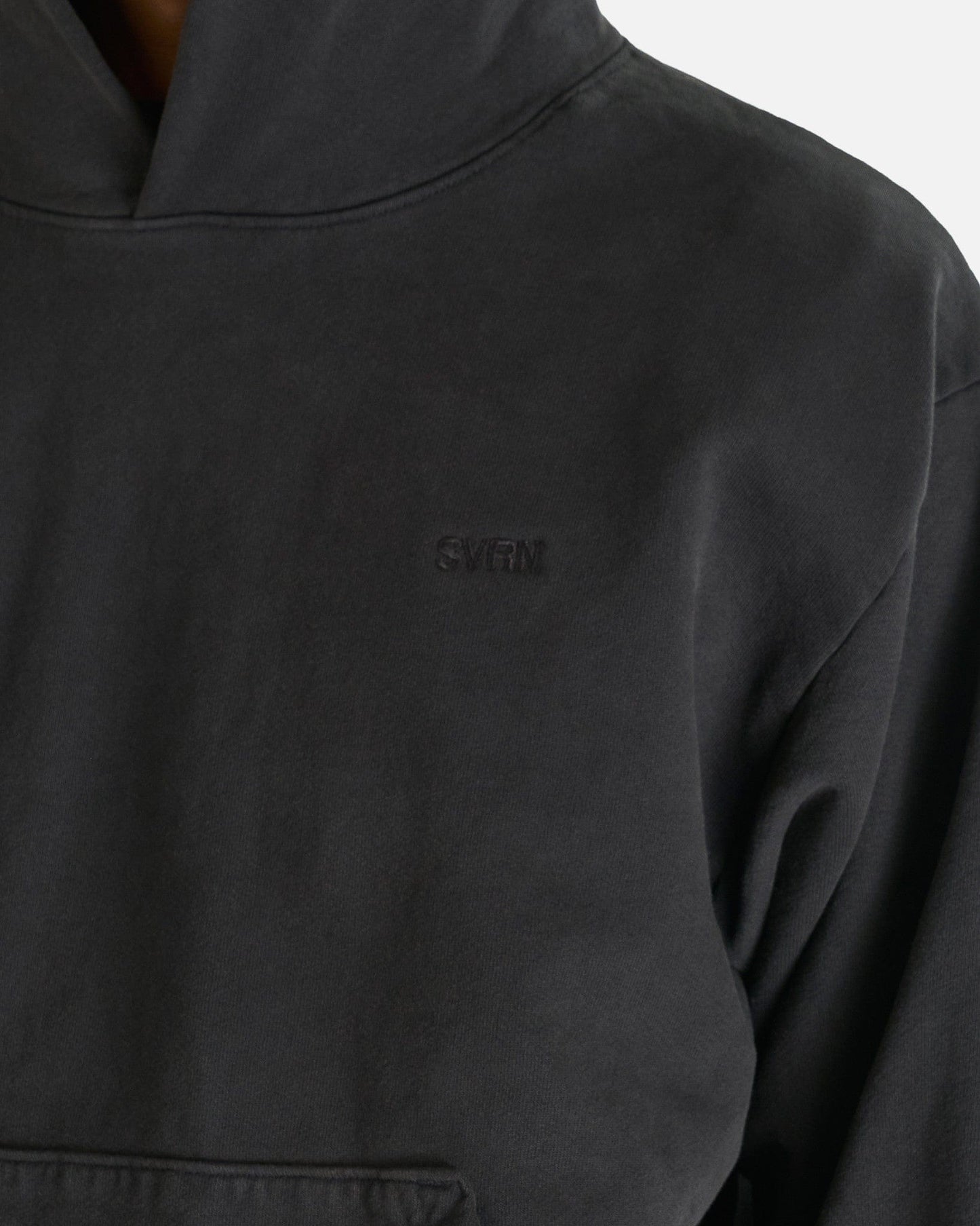 SVRN Men's Sweatshirts SVRN Logo Fleece Hoodie in Off Black
