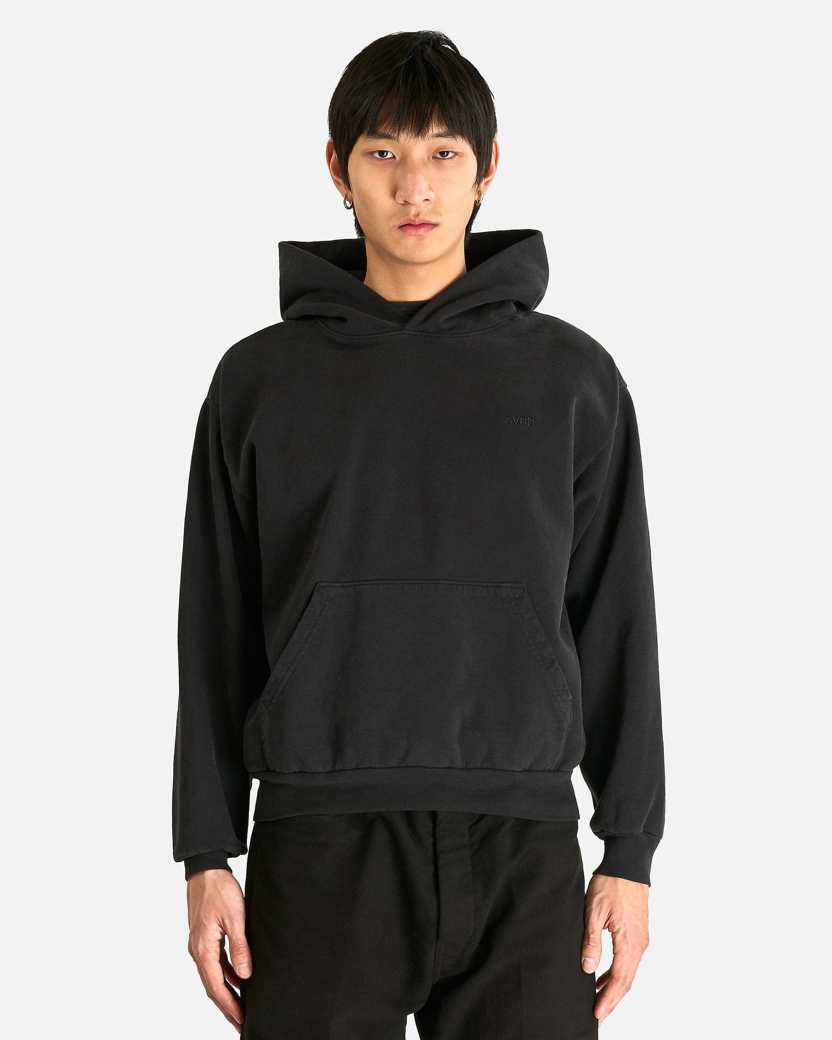 SVRN Men's Sweatshirts SVRN Logo Fleece Hoodie in Off Black