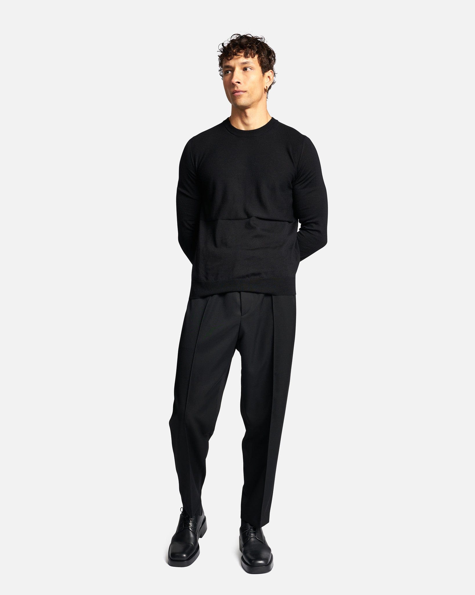 SVRN Tailored Gabardine Trouser in Black