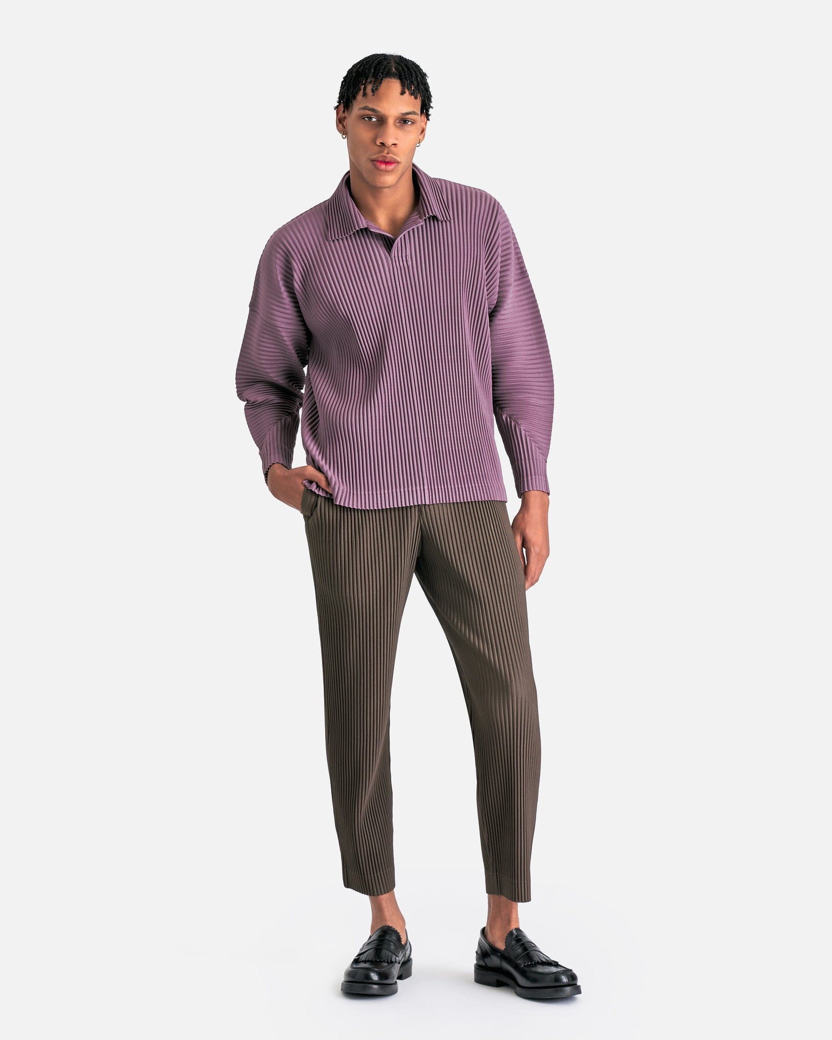 Homme Plissé Issey Miyake Men's Pants Tailored Pleats 1 Pants in Dark Khaki