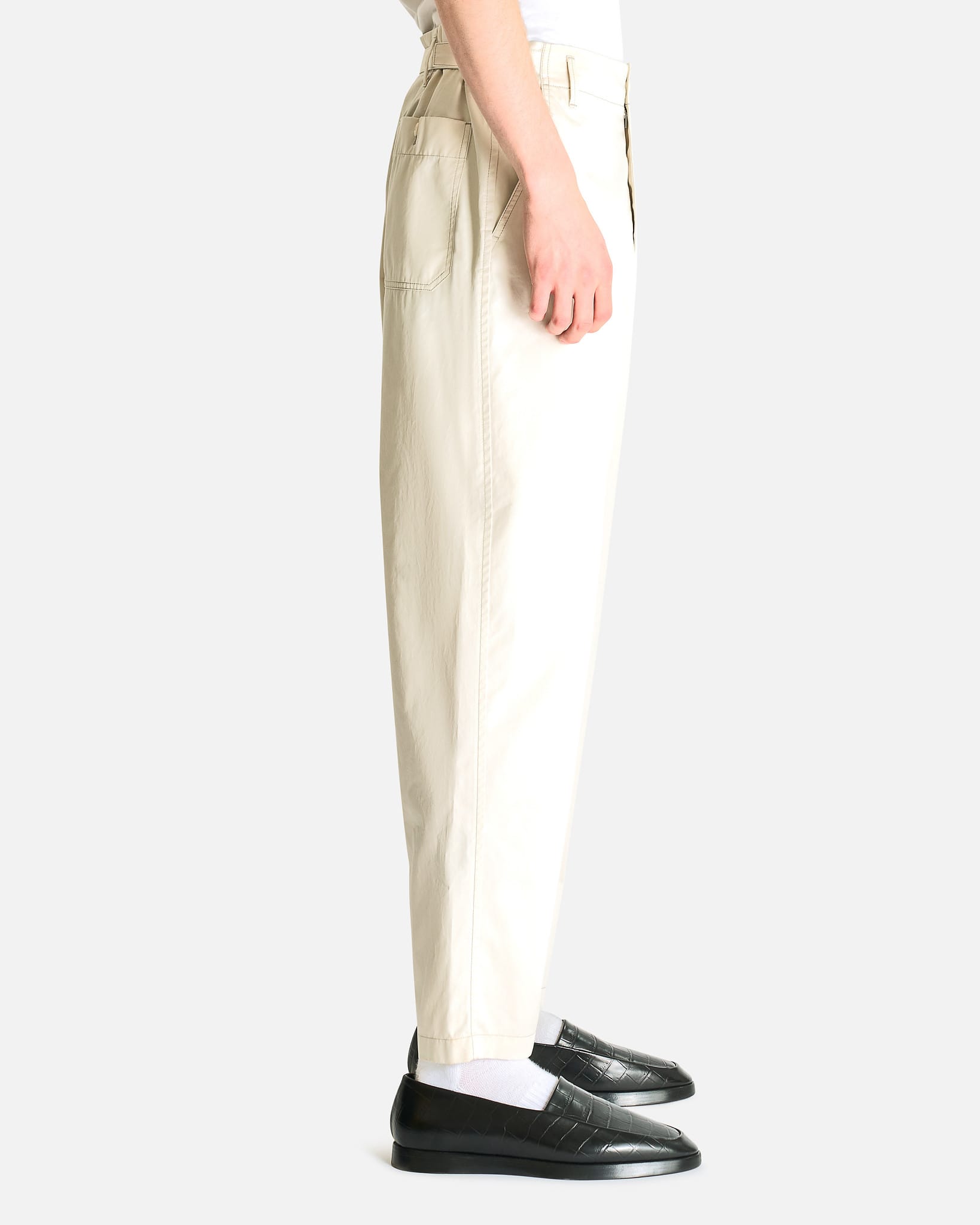 LEMAIRE Men's Pants Tapered Workwear Pants in Rice Powder