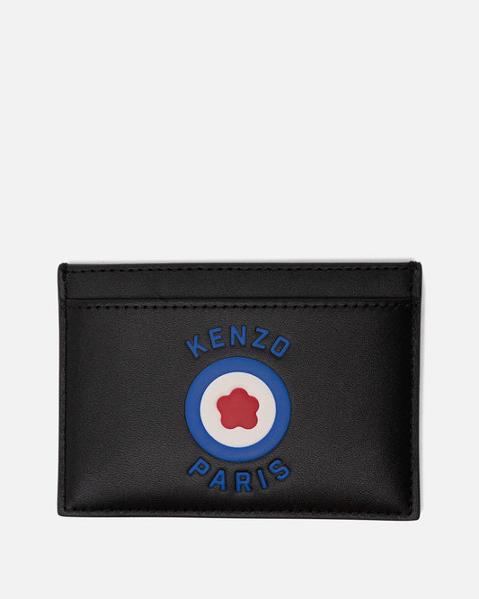 KENZO Leather Goods Target Card Holder in Black