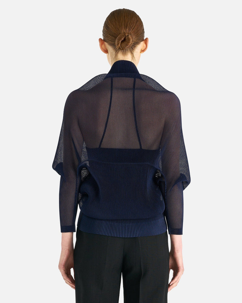 Pleats Please Issey Miyake Women Sweaters O/S Tatami August Cardigan in Dark Navy