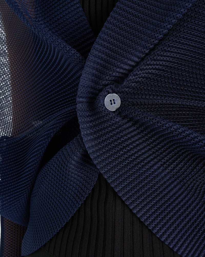 Pleats Please Issey Miyake Women Sweaters O/S Tatami August Cardigan in Dark Navy