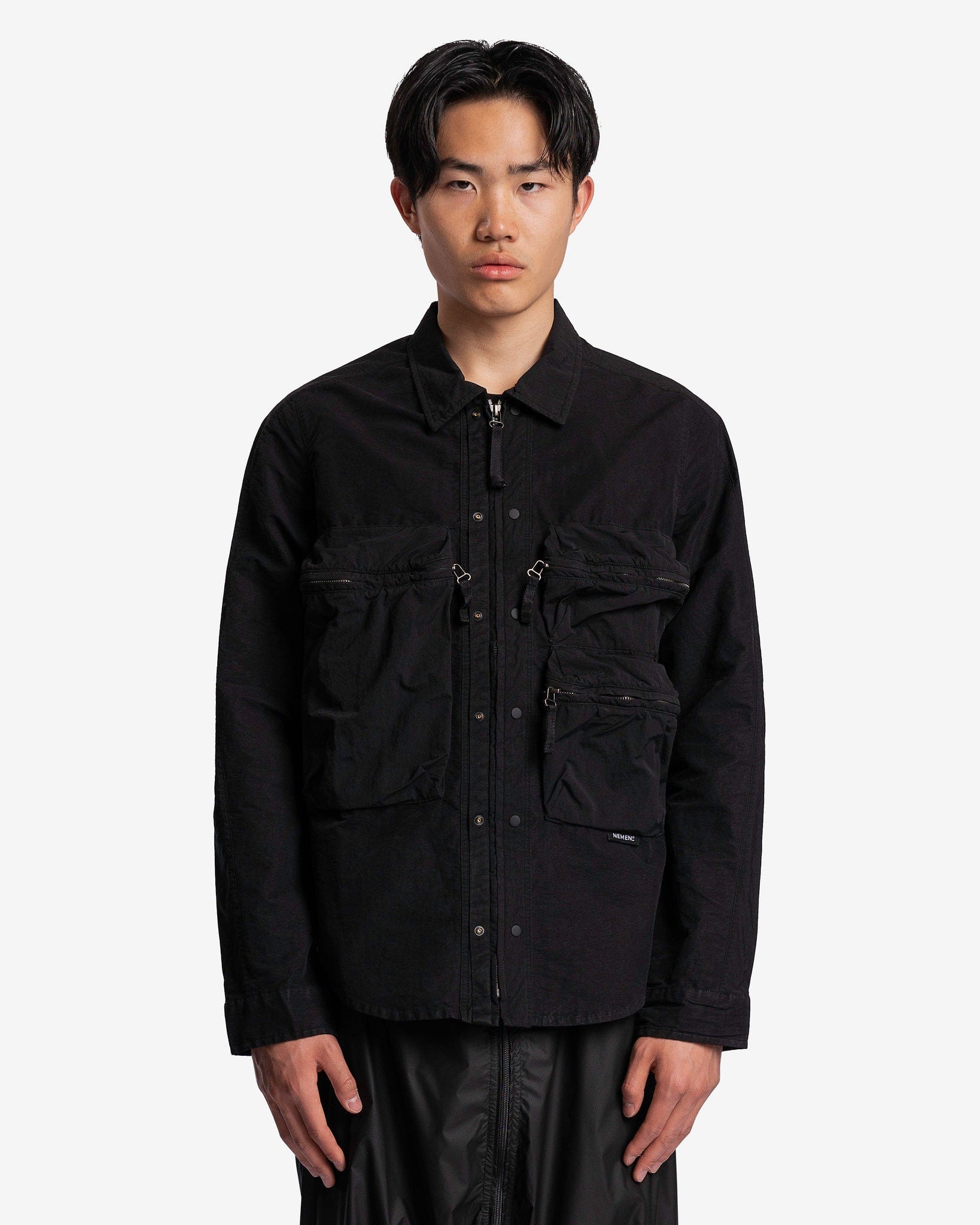 Nemen Men's Shirts Tats Zipped Parachute Overshirt in Ink Black