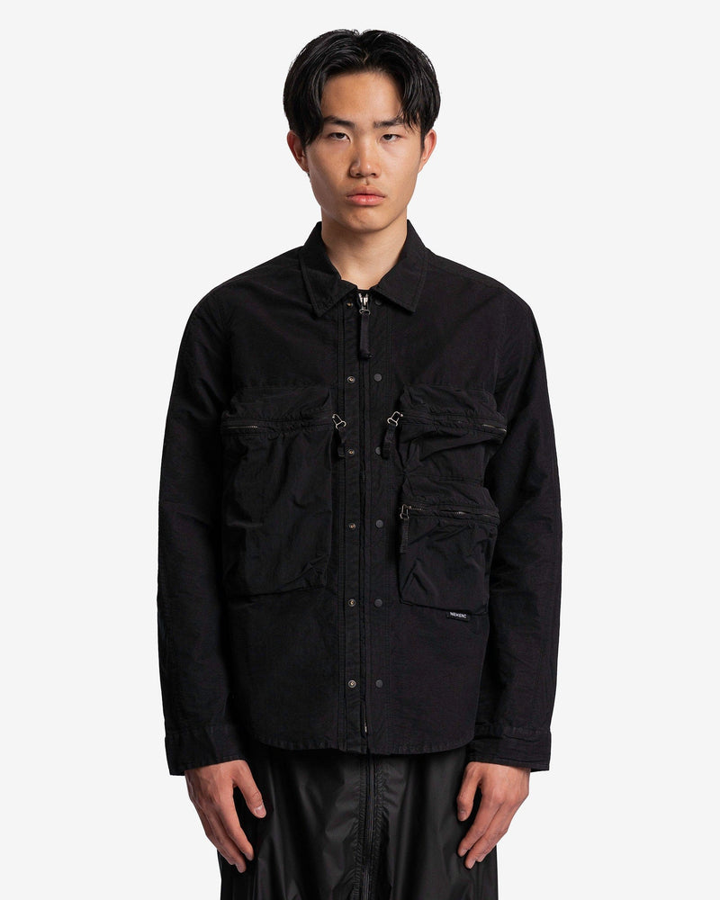 Nemen Men's Shirts Tats Zipped Parachute Overshirt in Ink Black