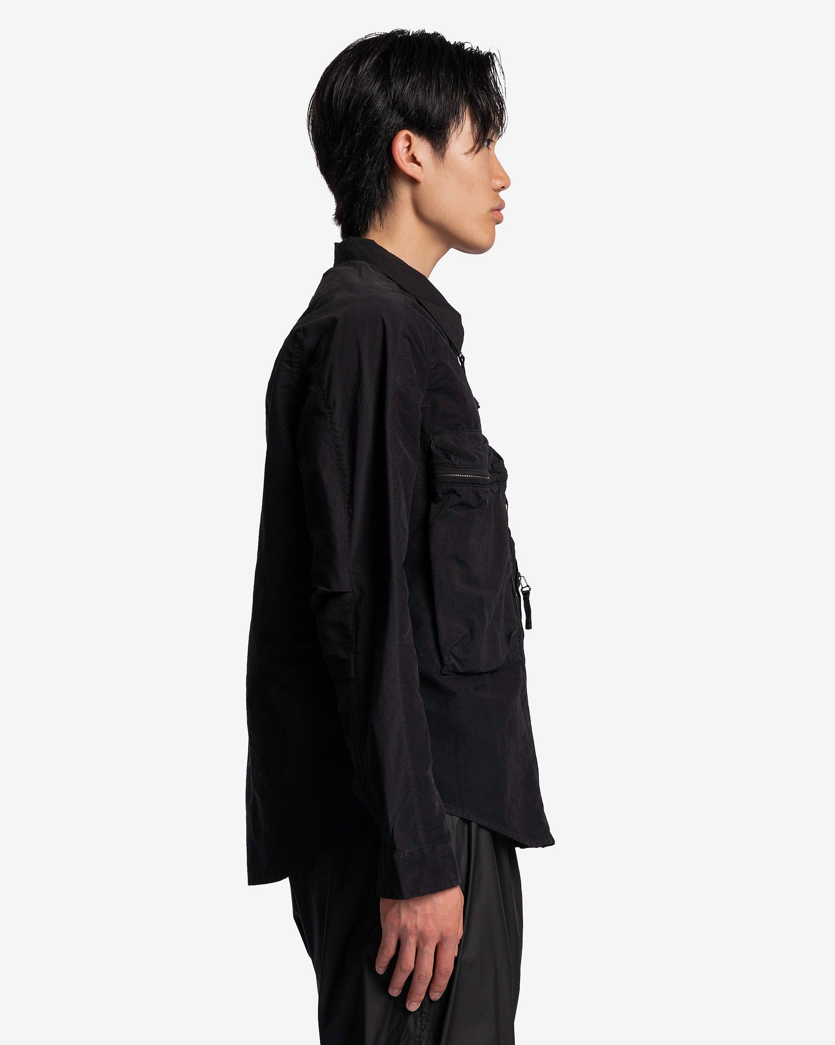 Nemen Men's Shirts Tats Zipped Parachute Overshirt in Ink Black