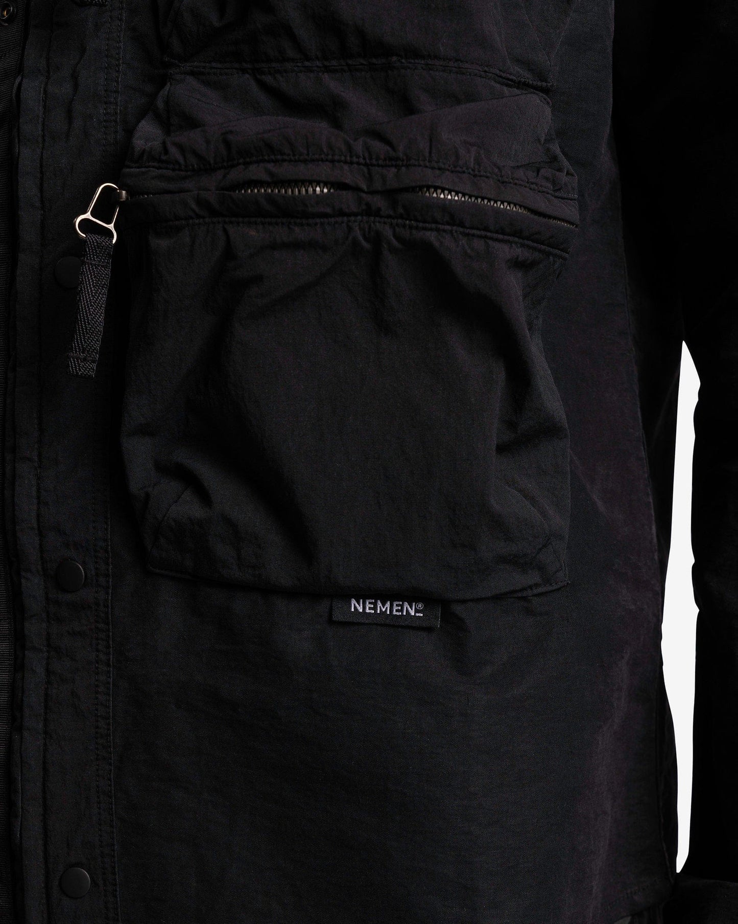Nemen Men's Shirts Tats Zipped Parachute Overshirt in Ink Black