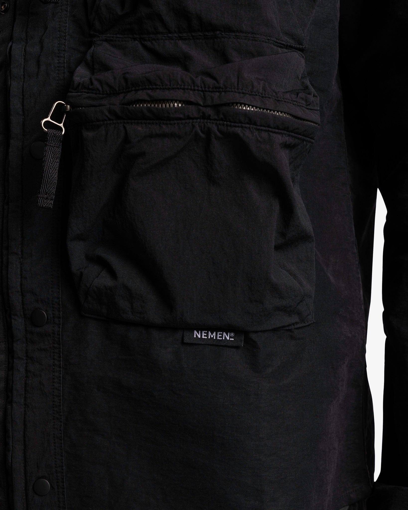 Nemen Men's Shirts Tats Zipped Parachute Overshirt in Ink Black