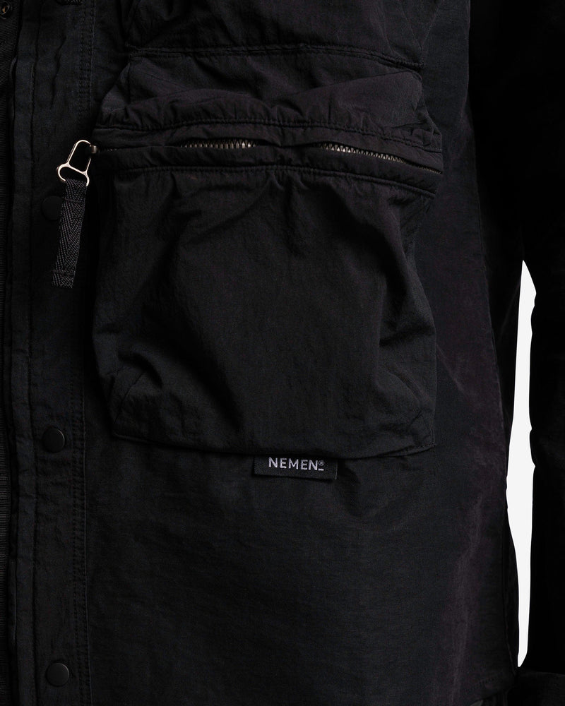 Nemen Men's Shirts Tats Zipped Parachute Overshirt in Ink Black