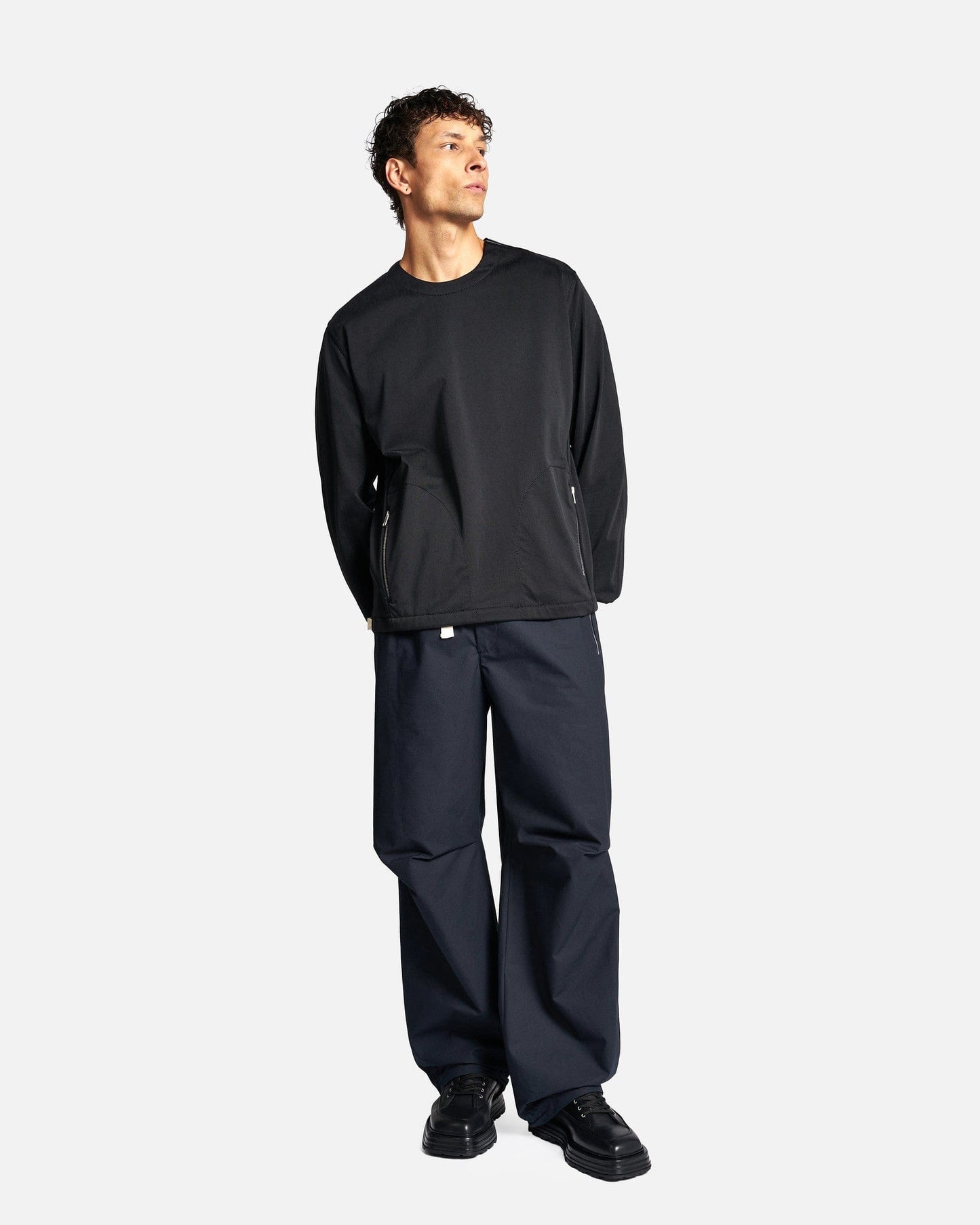 SVRN Technical Cotton Jersey Sweatshirt in Black
