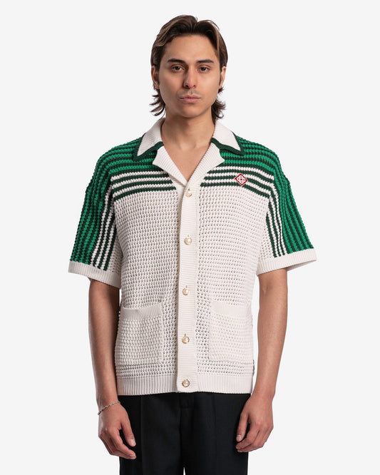 Casablanca Men's Shirts Tennis Crochet Shirt in Green/White