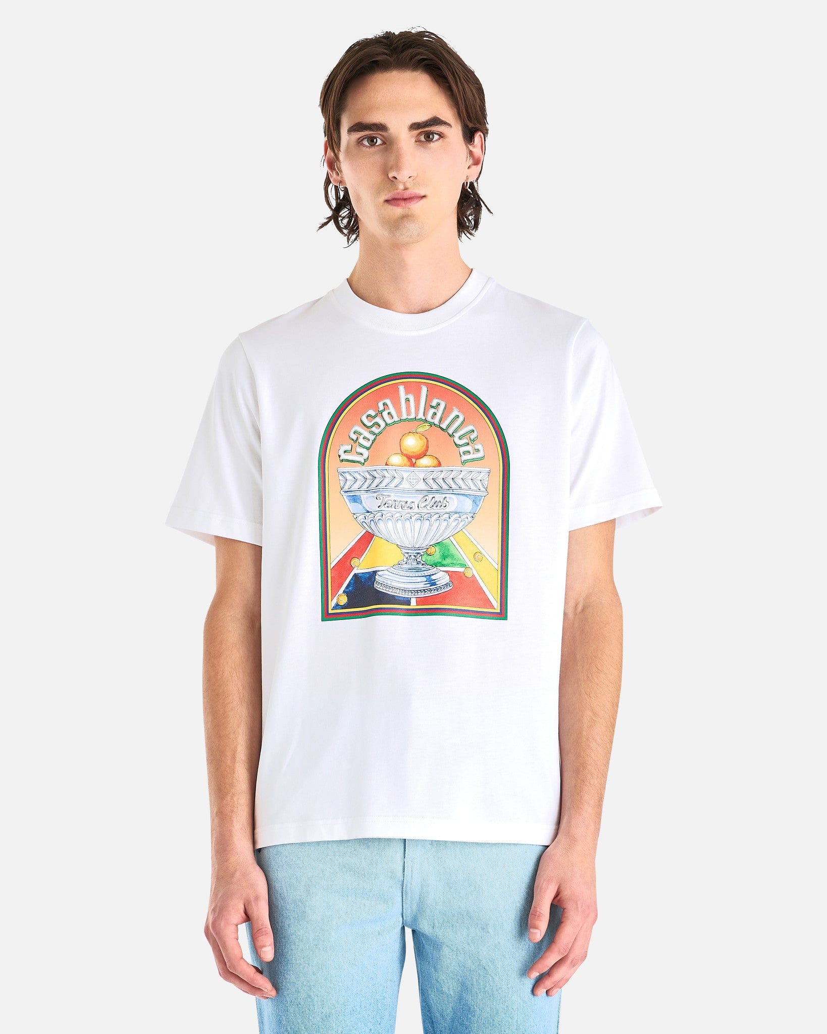 Casablanca Men's T-Shirts Terrain D'Orange Printed T-Shirt in White