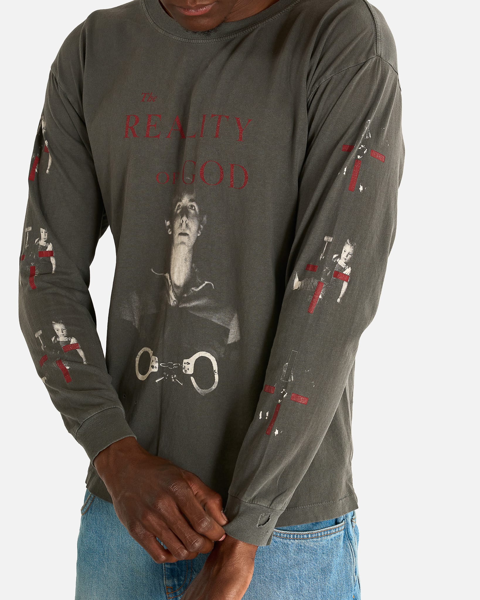 Enfants Riches Deprimes Men's Shirts The Reality of God LS T-Shirt in Washed Black