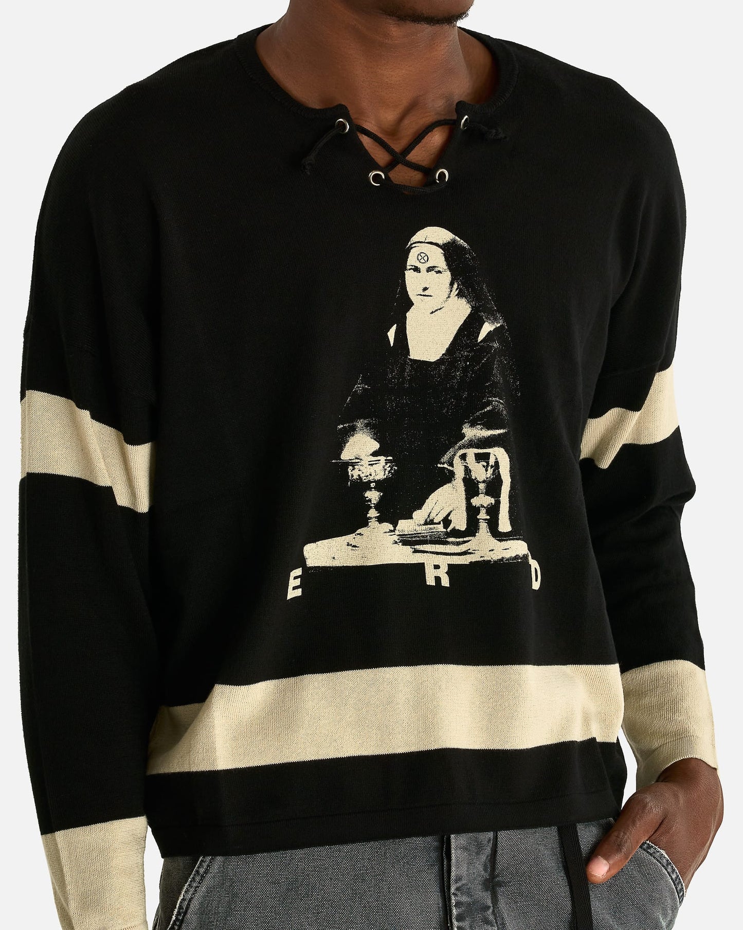 Enfants Riches Deprimes Men's Sweater They Broke Me Hockey Jersey Sweater in Black/Stone