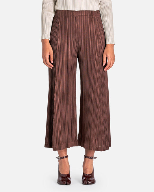 Pleats Please Issey Miyake Women Pants Thicker Bottoms 2 Wide Leg Pants in Dark Brown
