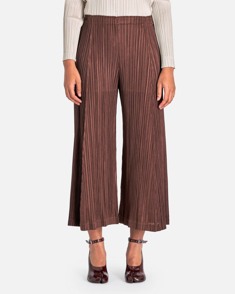 Pleats Please Issey Miyake Women Pants Thicker Bottoms 2 Wide Leg Pants in Dark Brown