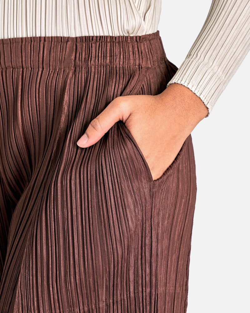 Pleats Please Issey Miyake Women Pants Thicker Bottoms 2 Wide Leg Pants in Dark Brown