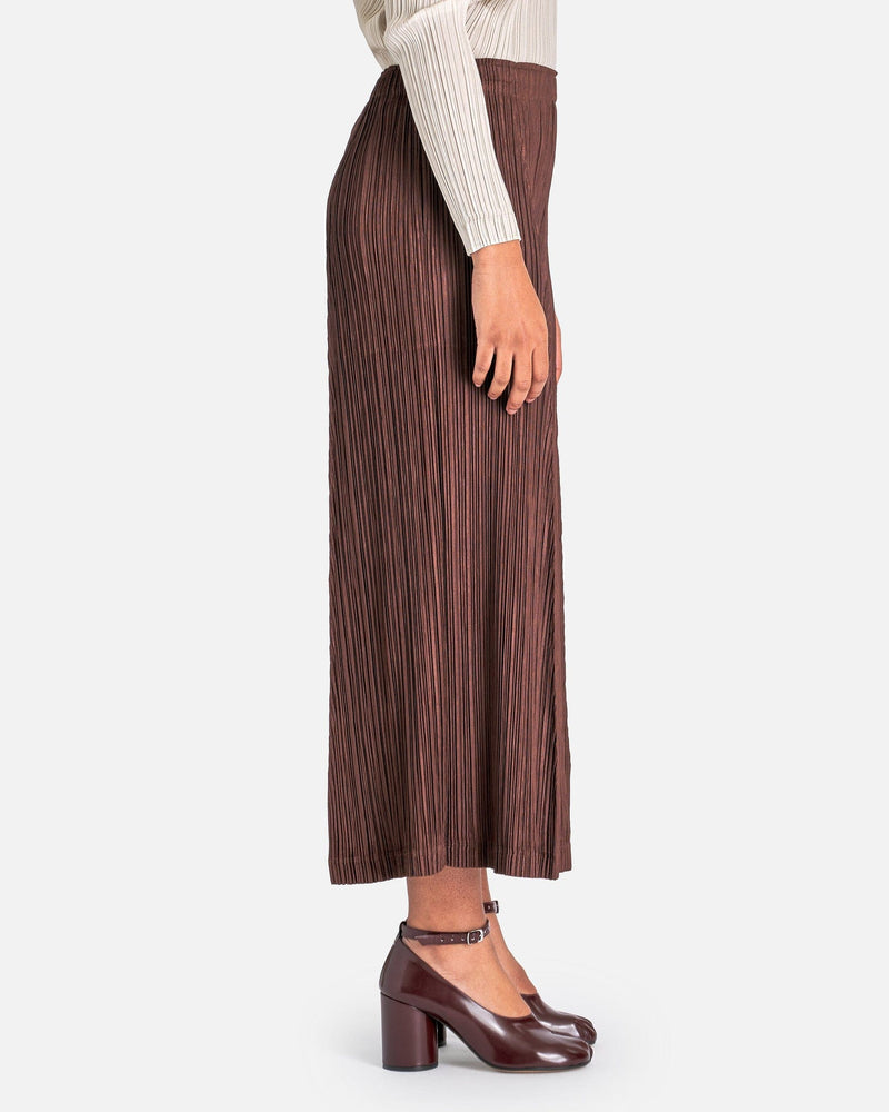 Pleats Please Issey Miyake Women Pants Thicker Bottoms 2 Wide Leg Pants in Dark Brown