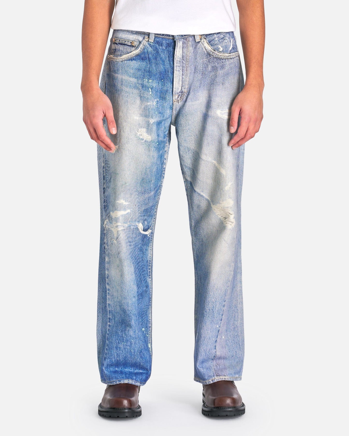 Our Legacy Printed Denim Third Cut Jeans In Digital Denim Print