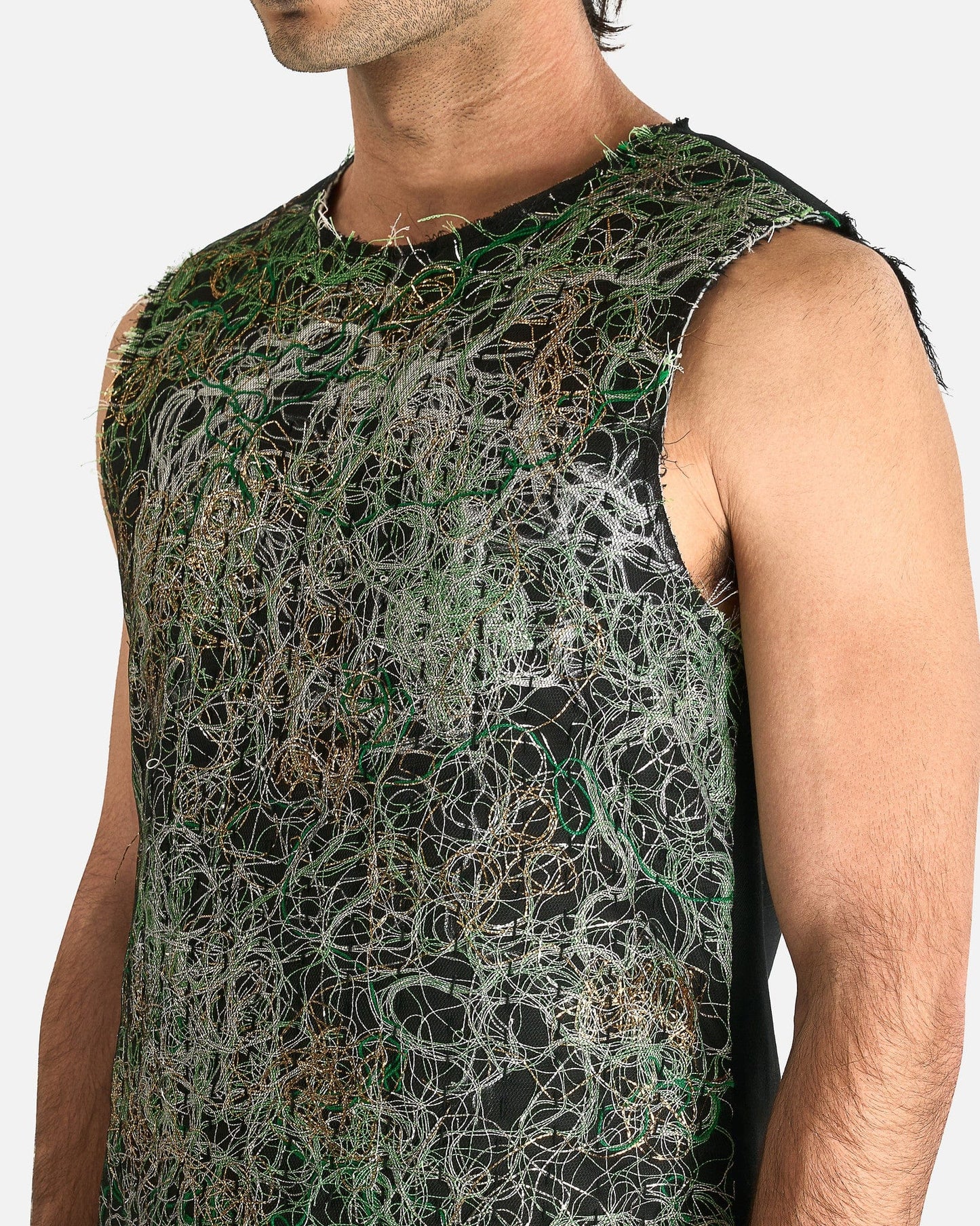 AUBERO Men's Tops M Thread Preservation Shell Top in Green/White