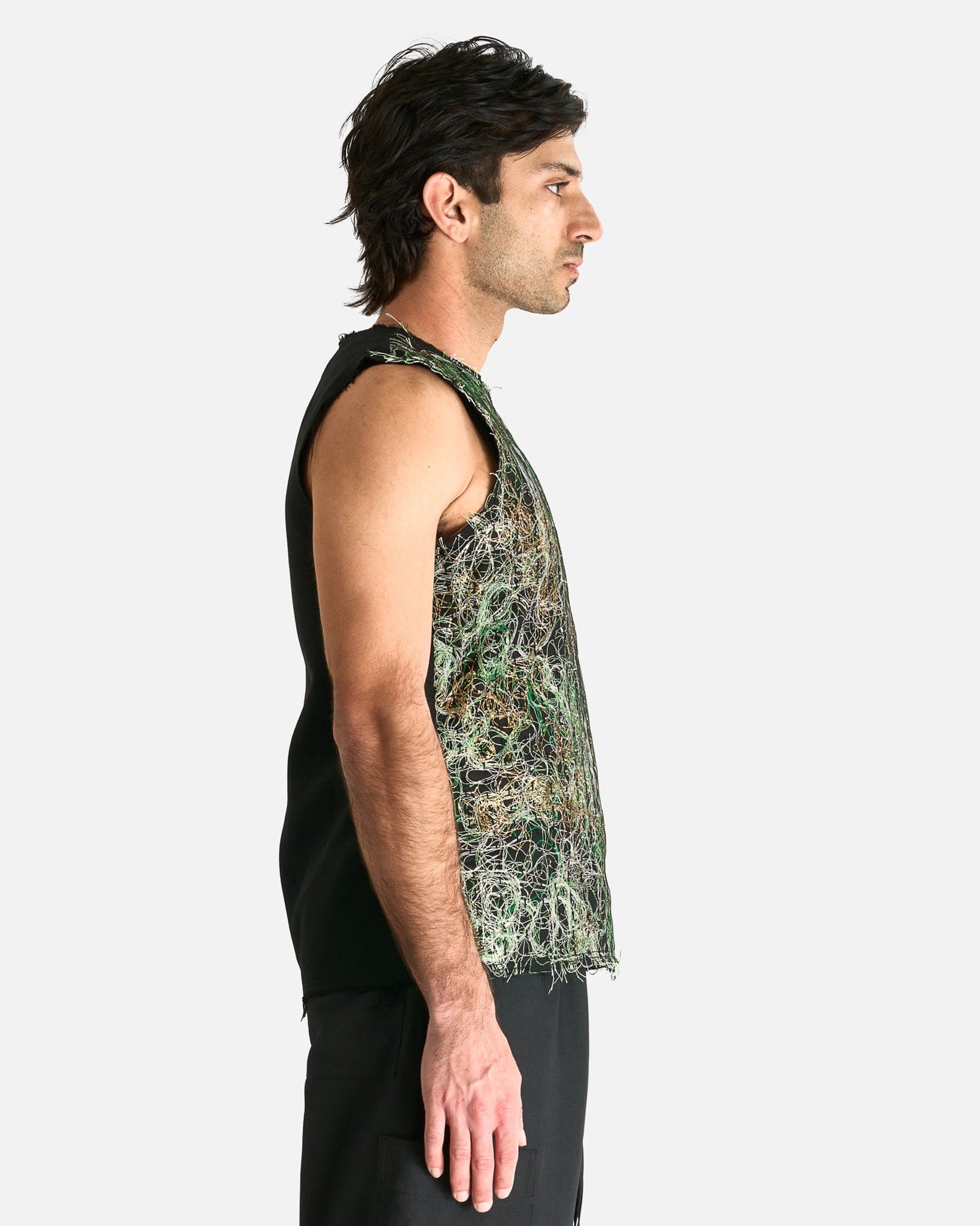 AUBERO Men's Tops M Thread Preservation Shell Top in Green/White