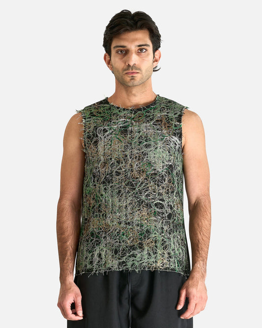 AUBERO Men's Tops M Thread Preservation Shell Top in Green/White