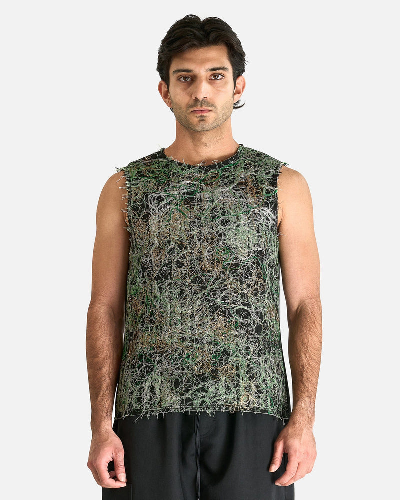 AUBERO Men's Tops M Thread Preservation Shell Top in Green/White