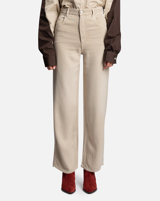 Isabel Marant Etoile Women Pants Tilorsya Fluid Denim Pants in Ecru