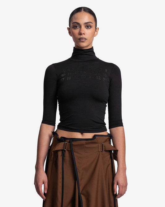 MM6 Maison Margiela Women Tops Tonal Numeric Signature Jersey Top in Black