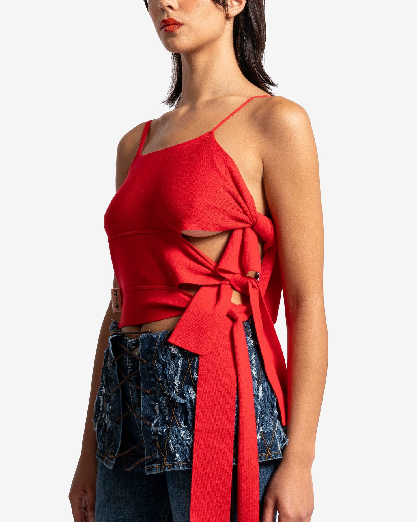 Andersson Bell Women Tops Tori Tying Knit Top in Red