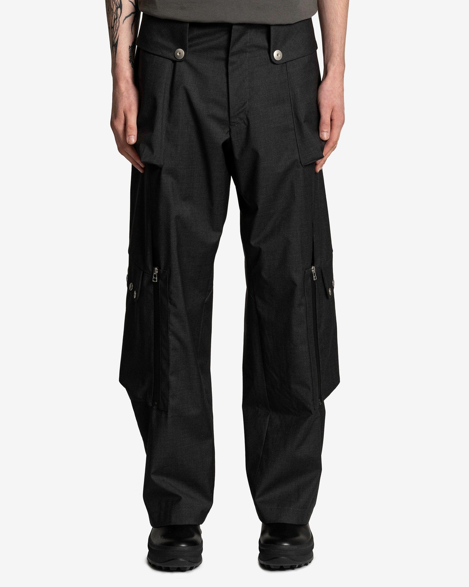 Omar Afridi Men's Pants Totem Cargo Trousers in Dark Grey