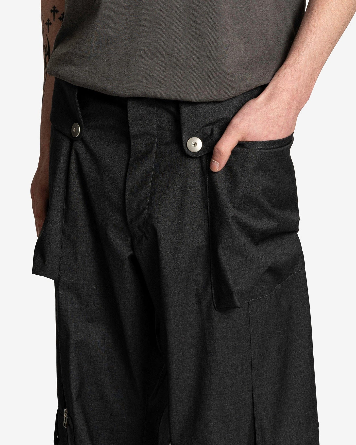 Omar Afridi Men's Pants Totem Cargo Trousers in Dark Grey