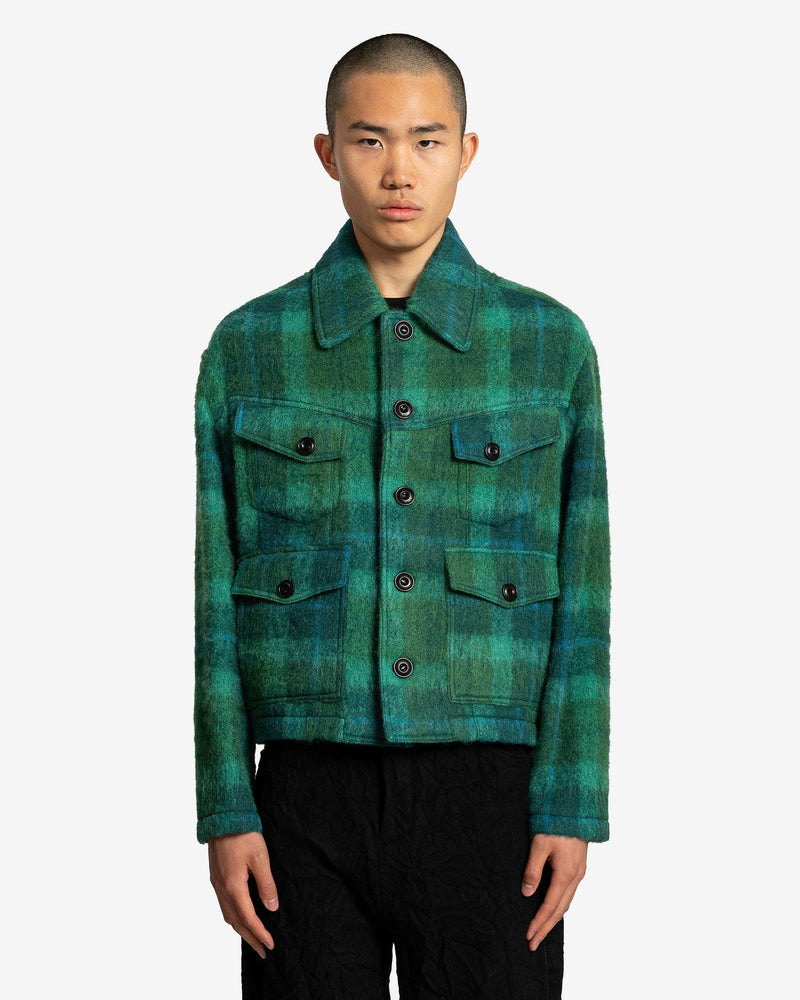 Andersson Bell Men's Jackets Toulouse Wool Trucker Jacket in Green/Blue