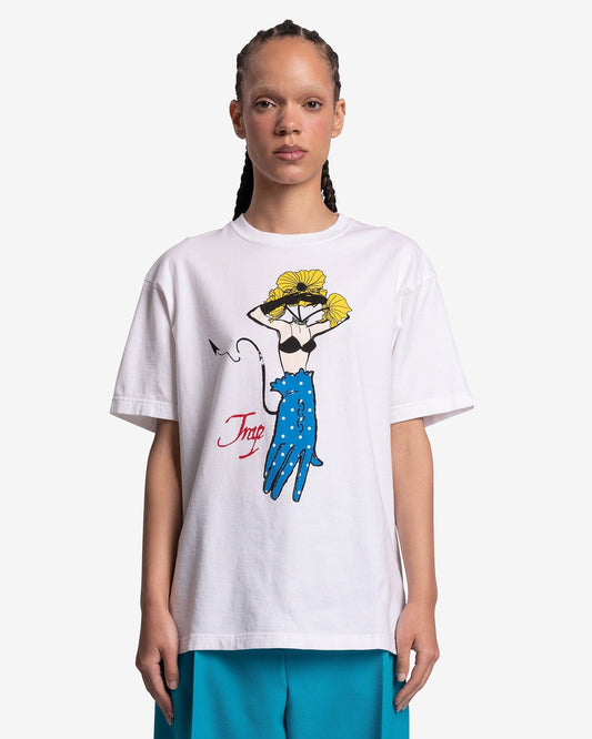 Undercover Women T-Shirts Trap Graphic Print T-Shirt in White