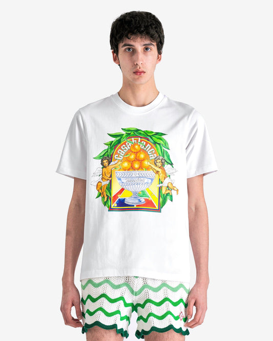 Casablanca Men's T-Shirts Triomphe D'orange Printed T-Shirt in White